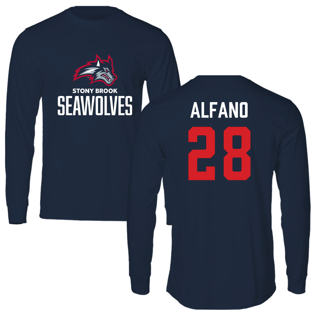 Stony Brook University Softball Navy Long Sleeve - #28 Josie Alfano