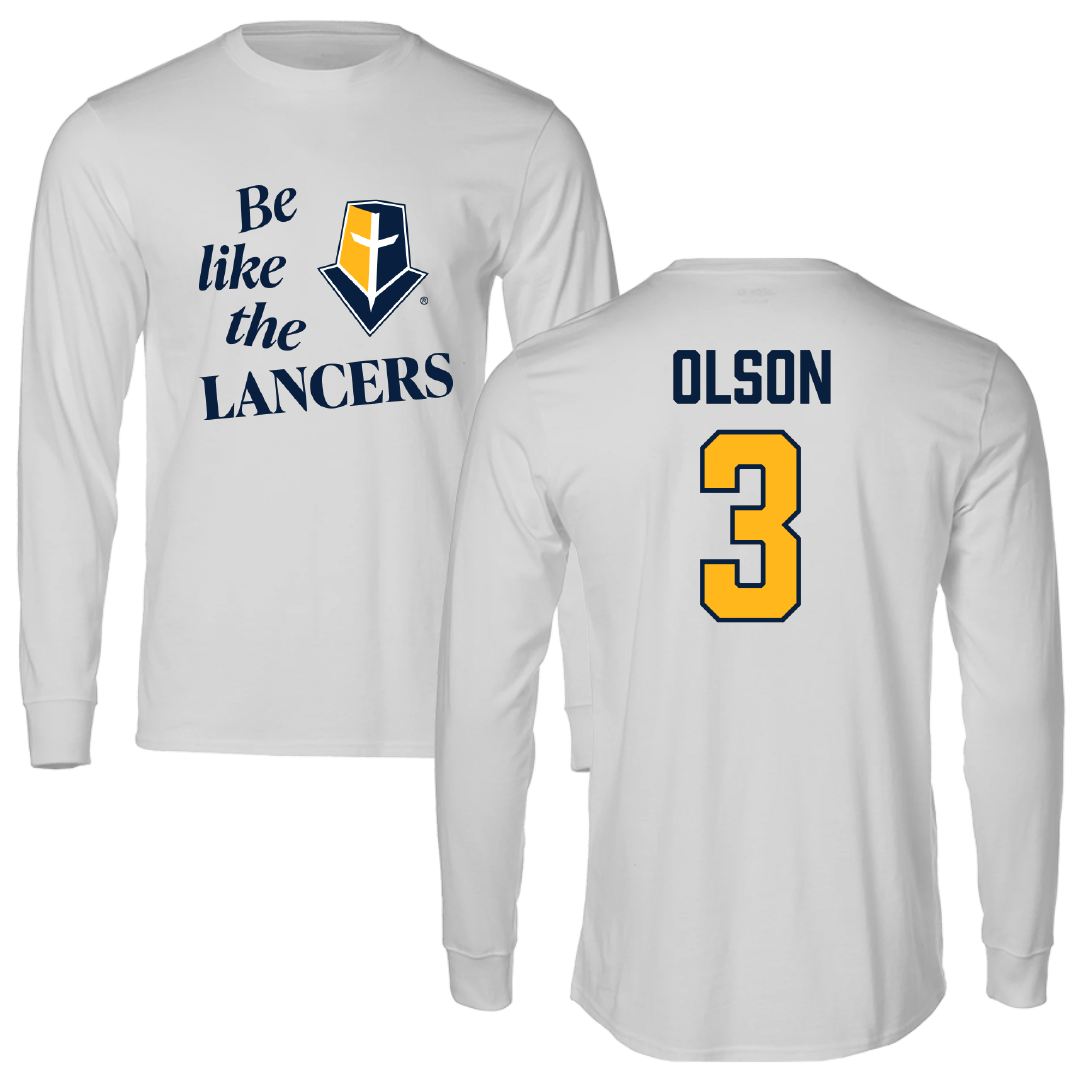 Mount Marty University Basketball Light Gray Be Like Us Performance Long Sleeve - #3 Eli Olson