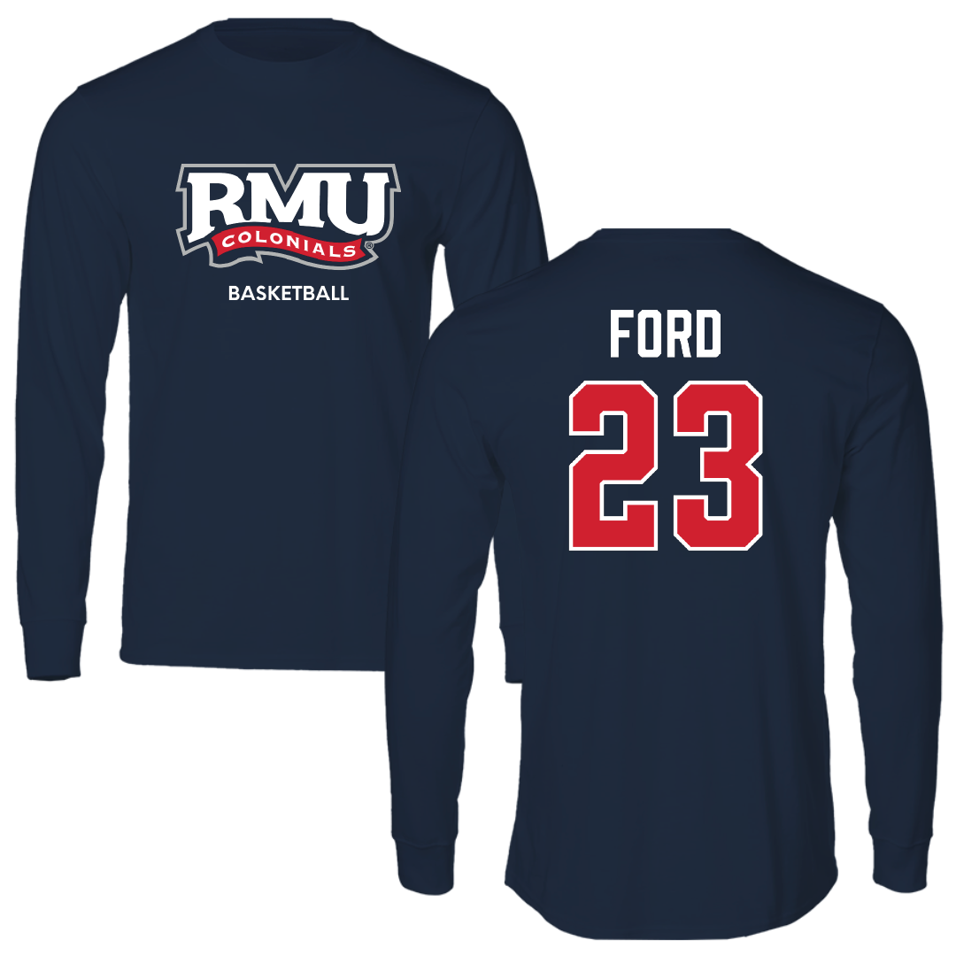 Robert Morris University Basketball (M) Navy RMU Long Sleeve - #23 Chris Ford