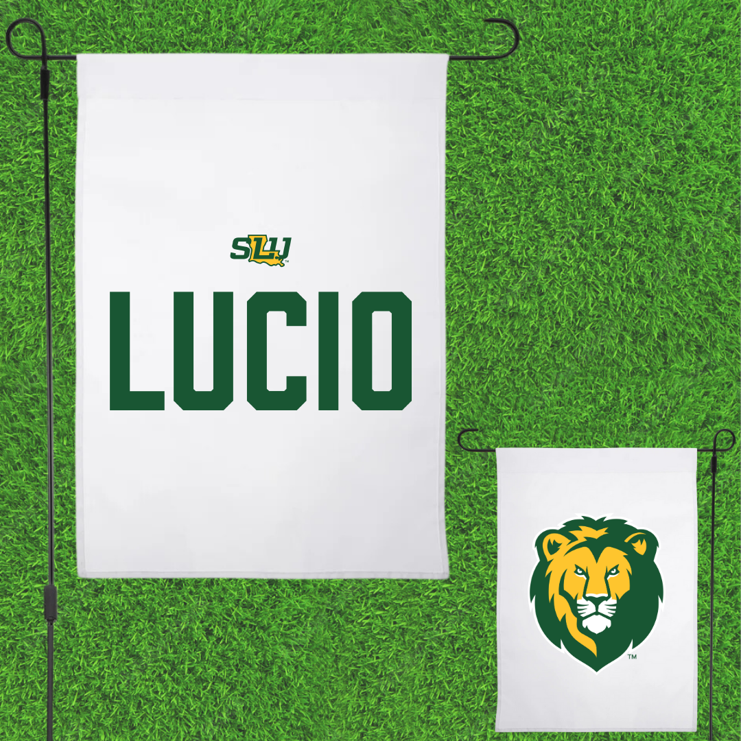 Southeastern Louisiana University Basketball White Garden Flag - Emma Lucio