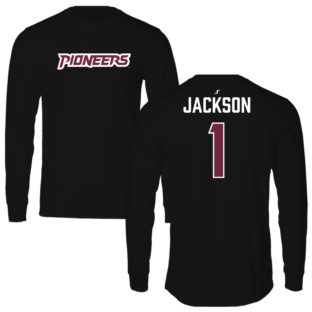 Texas Woman's University Soccer (W) Black Performance Long Sleeve - #1 Kate Jackson