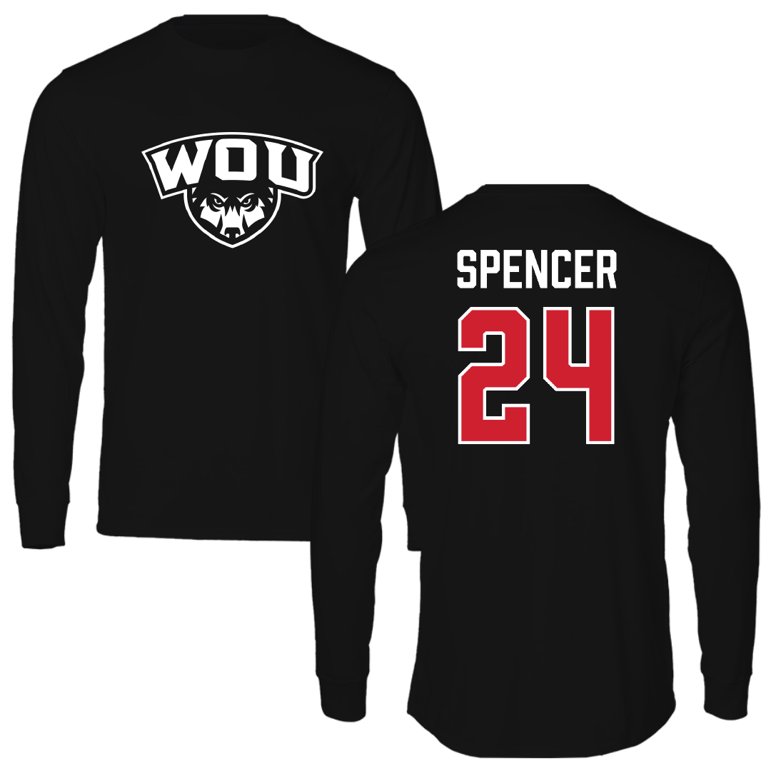Western Oregon University Basketball (M) Black Performance Long Sleeve - #24 Liam Spencer