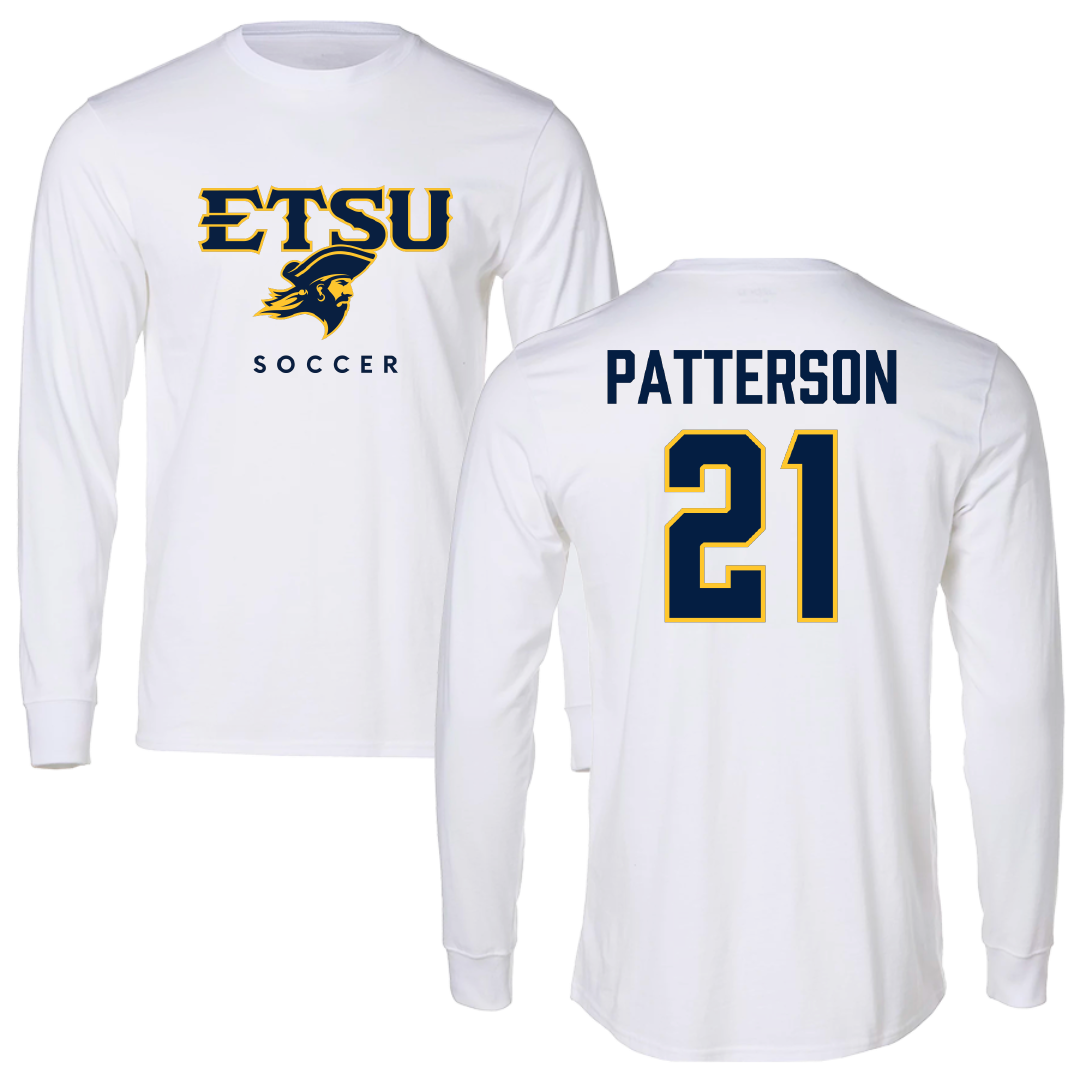 East Tennessee State University Soccer (W) White Performance Long Sleeve - #21 Ary Patterson
