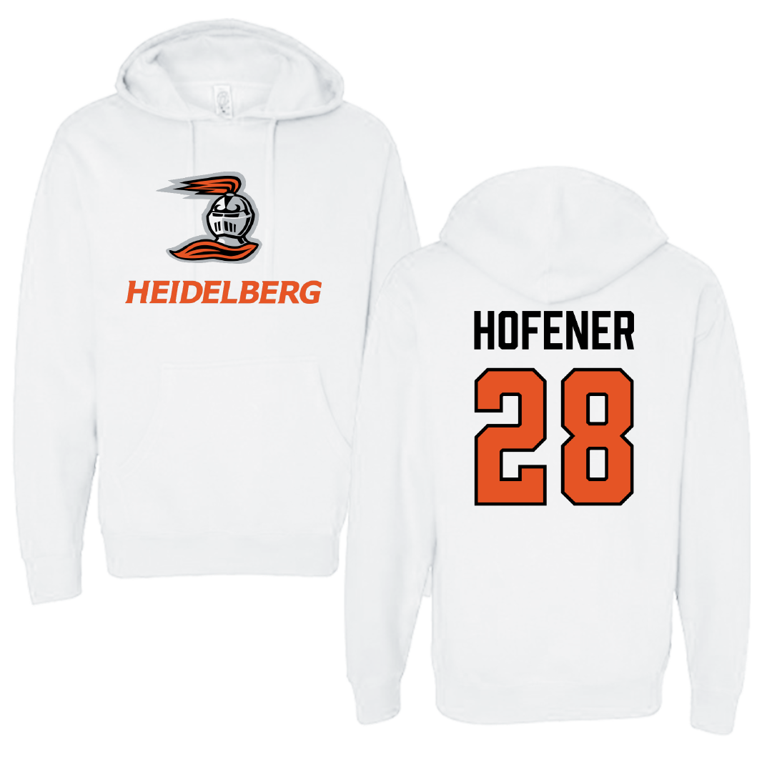Heidelberg University Baseball White Hoodie - #28 Nick Hofener