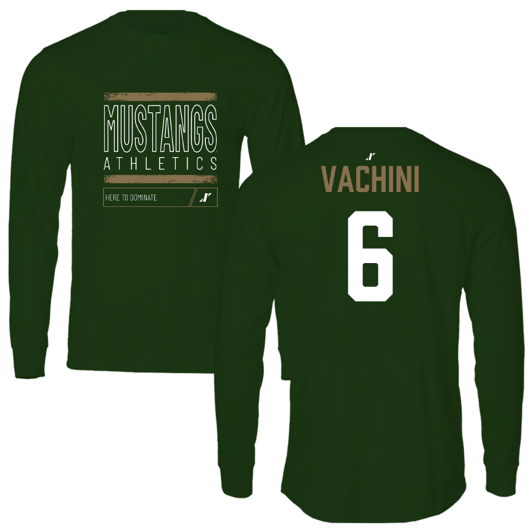 Cal Poly Baseball Forest Green Dominate Mustang Performance Long Sleeve - #6 Dante Vachini