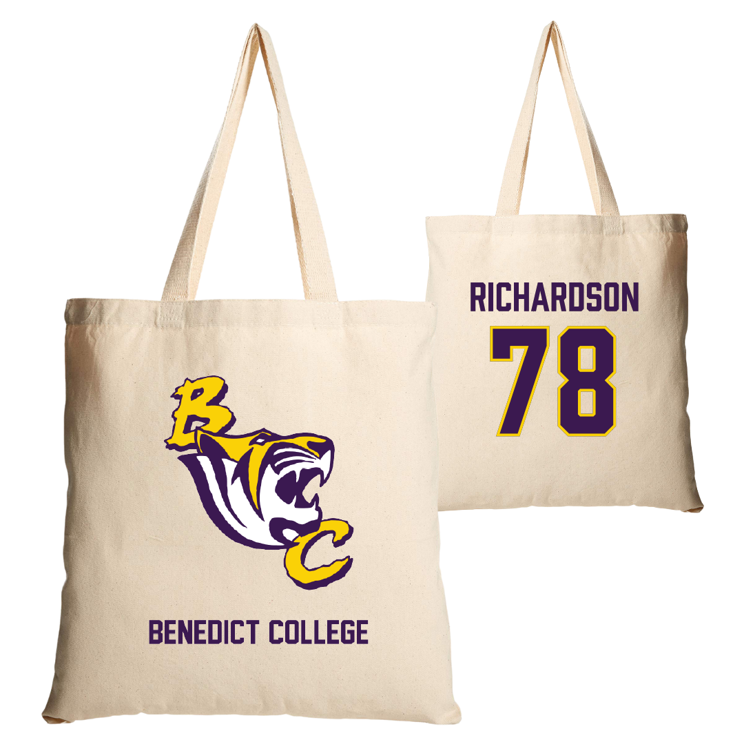 Benedict College Football Tan Canvas Tote Bag - #78 Isaih Richardson