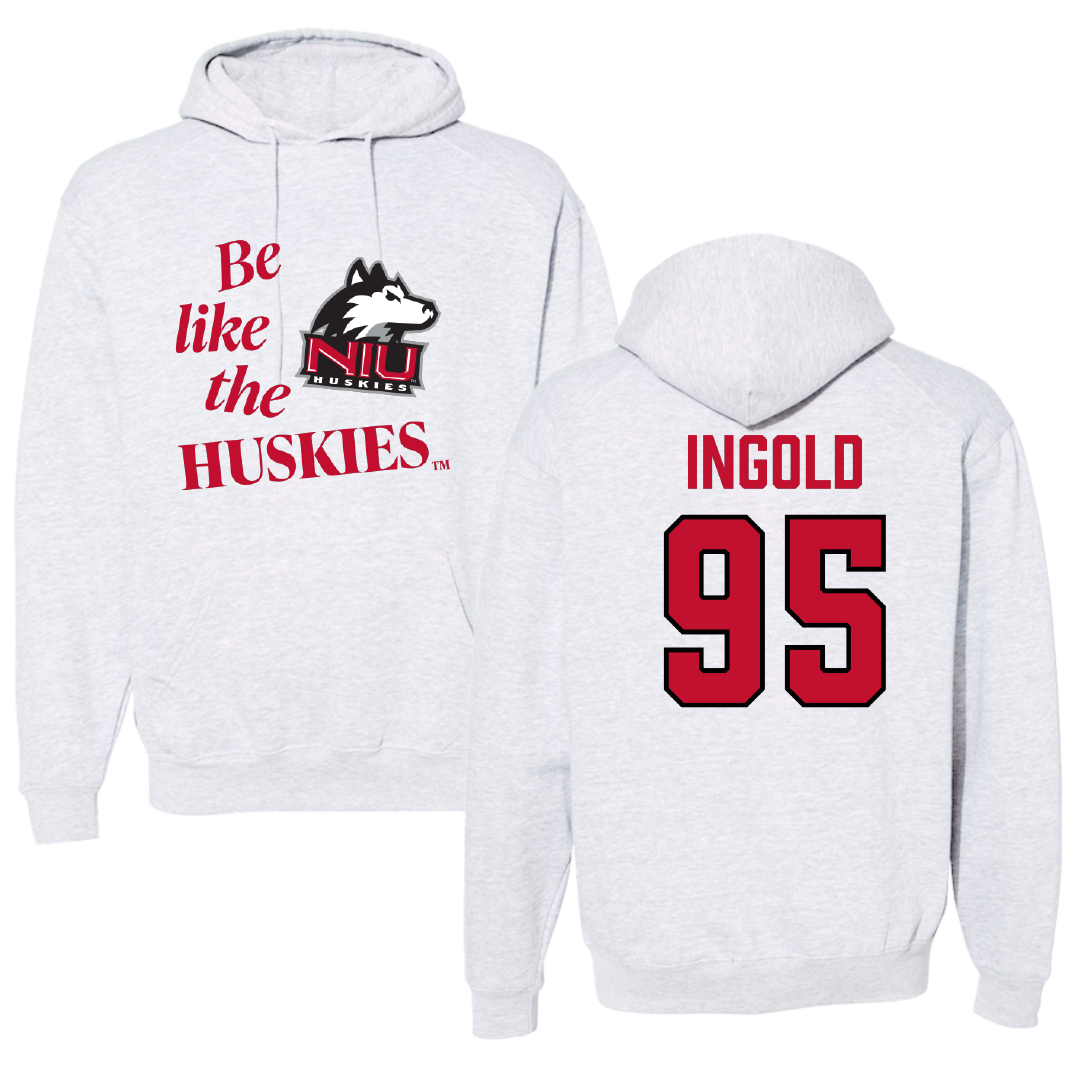 Northern Illinois University Football Light Gray Be Like Us Hoodie - #95 Lance Ingold