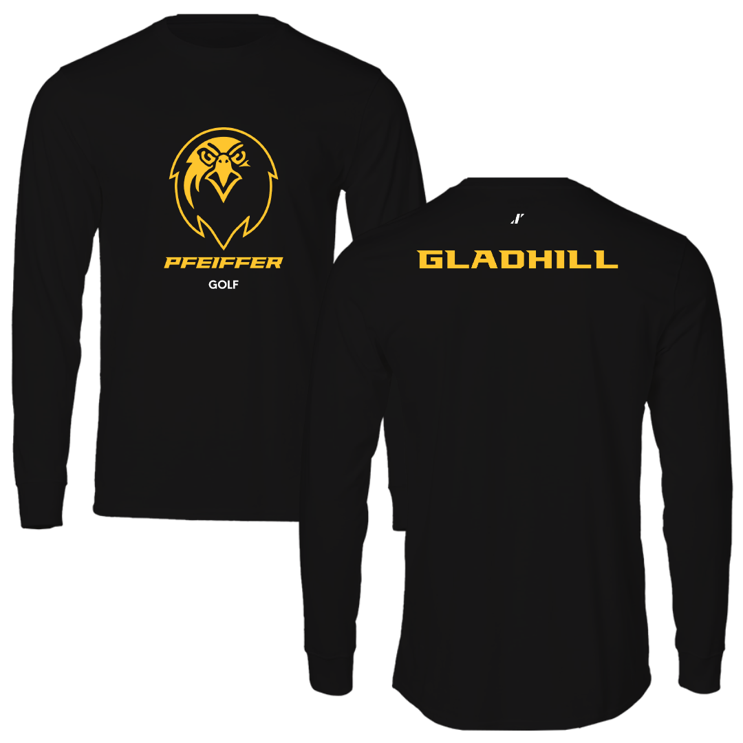 Pfeiffer University Golf (M) Black Performance Long Sleeve - Brayden Gladhill