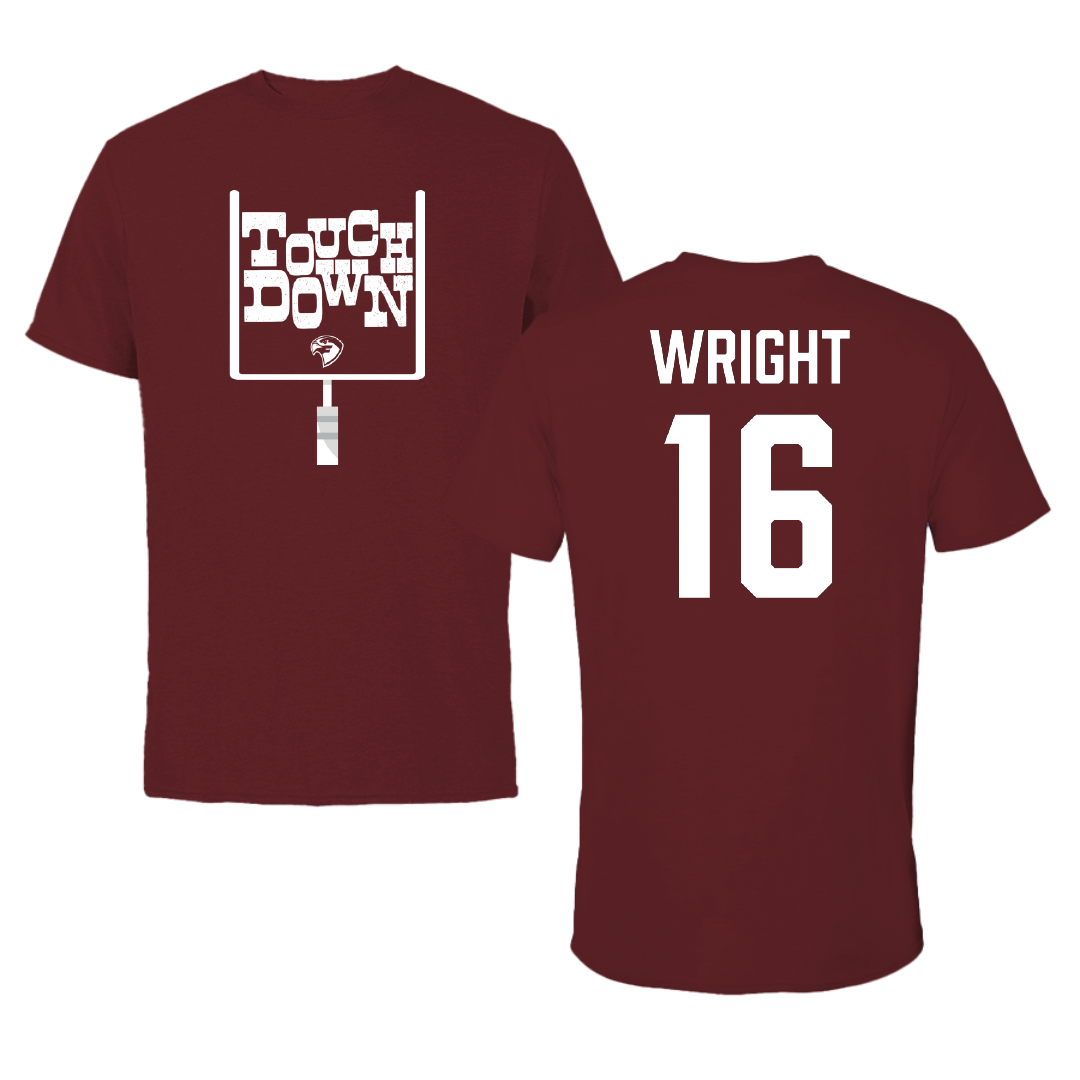 Fairmont State University Football Maroon Touchdown Tee - #16 Riko Wright