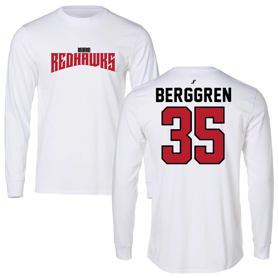 Miami University (Ohio) Baseball White Classic Long Sleeve - #35 Austin Berggren