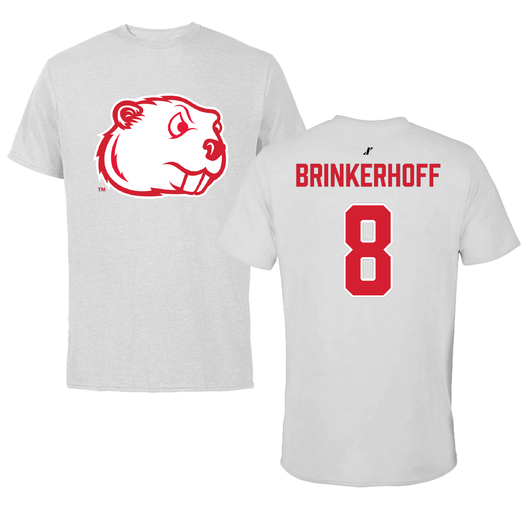 Minot State University Softball Light Gray Performance Tee - #8 Navi Brinkerhoff