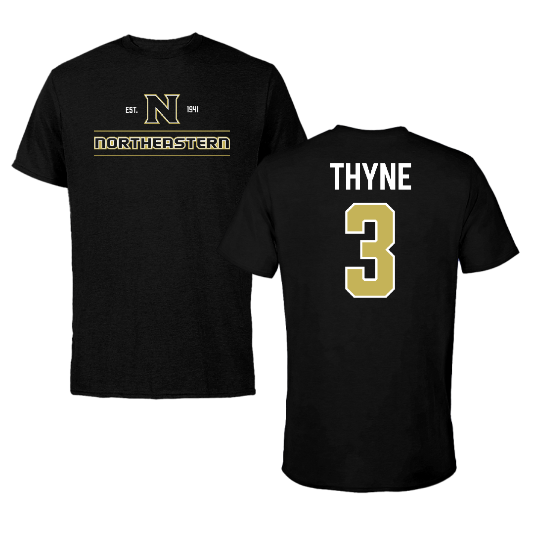 Northeastern Junior College Basketball (M) Black General Tee - #3 Ethan Thyne