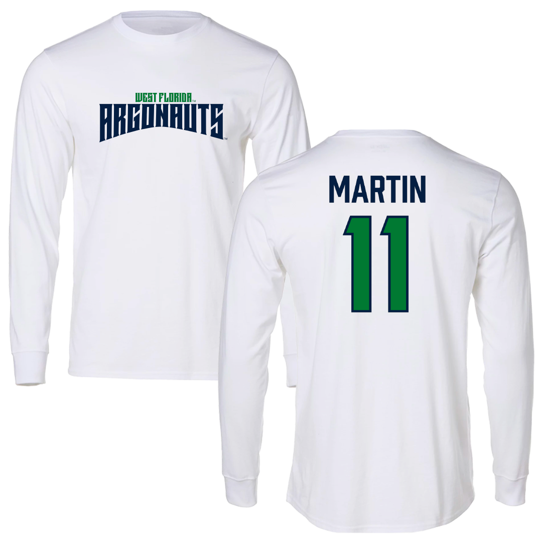 University of West Florida Baseball White Classic Long Sleeve - #11 Peyton Martin