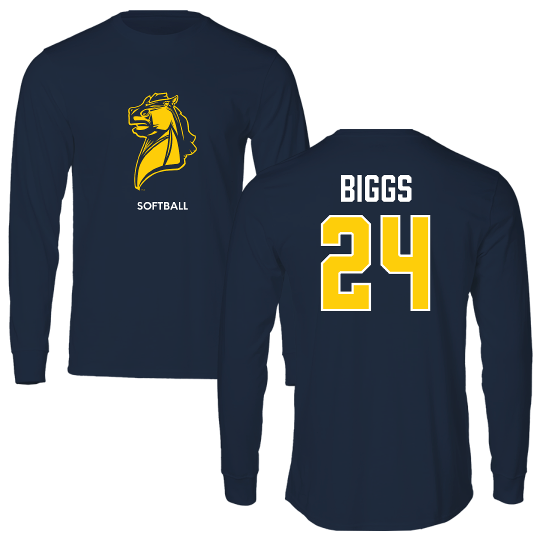 University of Central Oklahoma Softball Navy Performance Long Sleeve - #24 Kindal Biggs