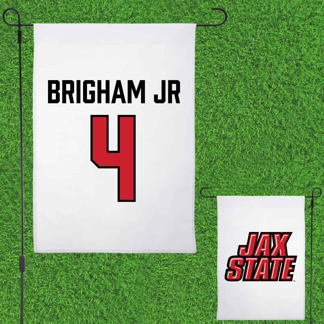 Jacksonville State University Basketball White Garden Flag - #4 Marcellus Brigham Jr