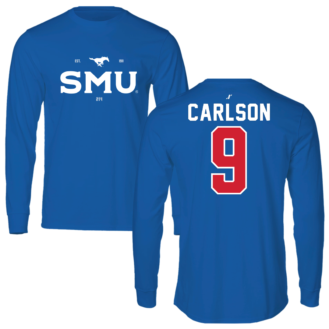 Southern Methodist University Volleyball Blue General Performance Long Sleeve - #9 Averi Carlson