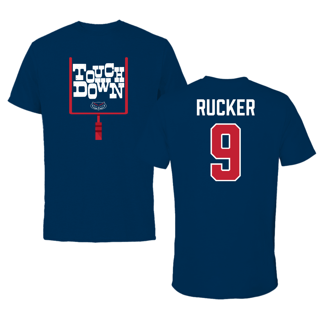 Florida Atlantic University Football Navy Touchdown Performance Tee - #9 Luke Rucker