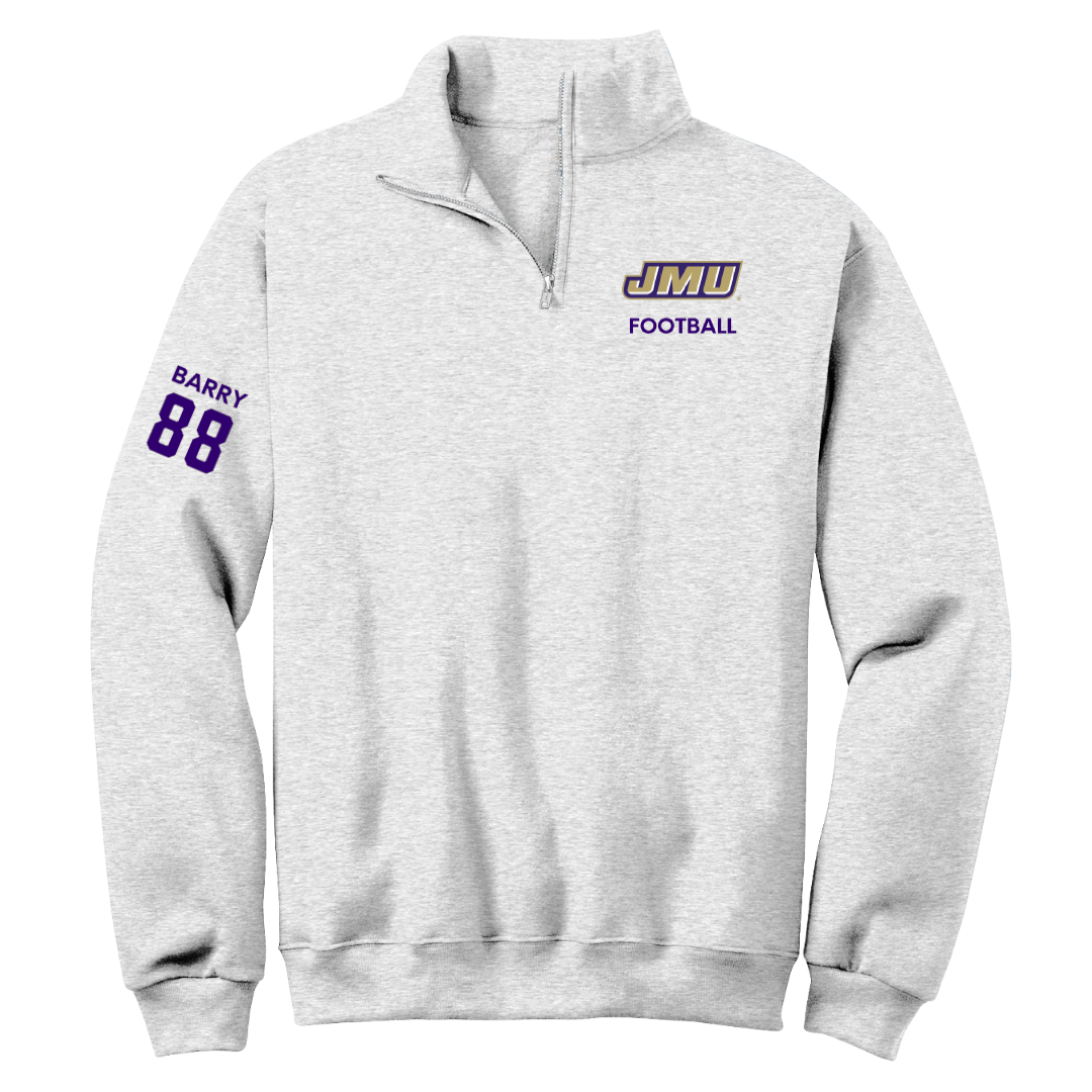 James Madison University Football Light Gray Quarter-Zip - #88 Ibrahim Barry