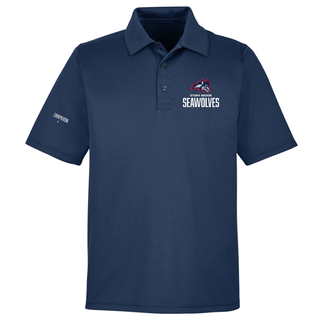 Stony Brook University Baseball Navy Polo - #1 Nick Zampieron