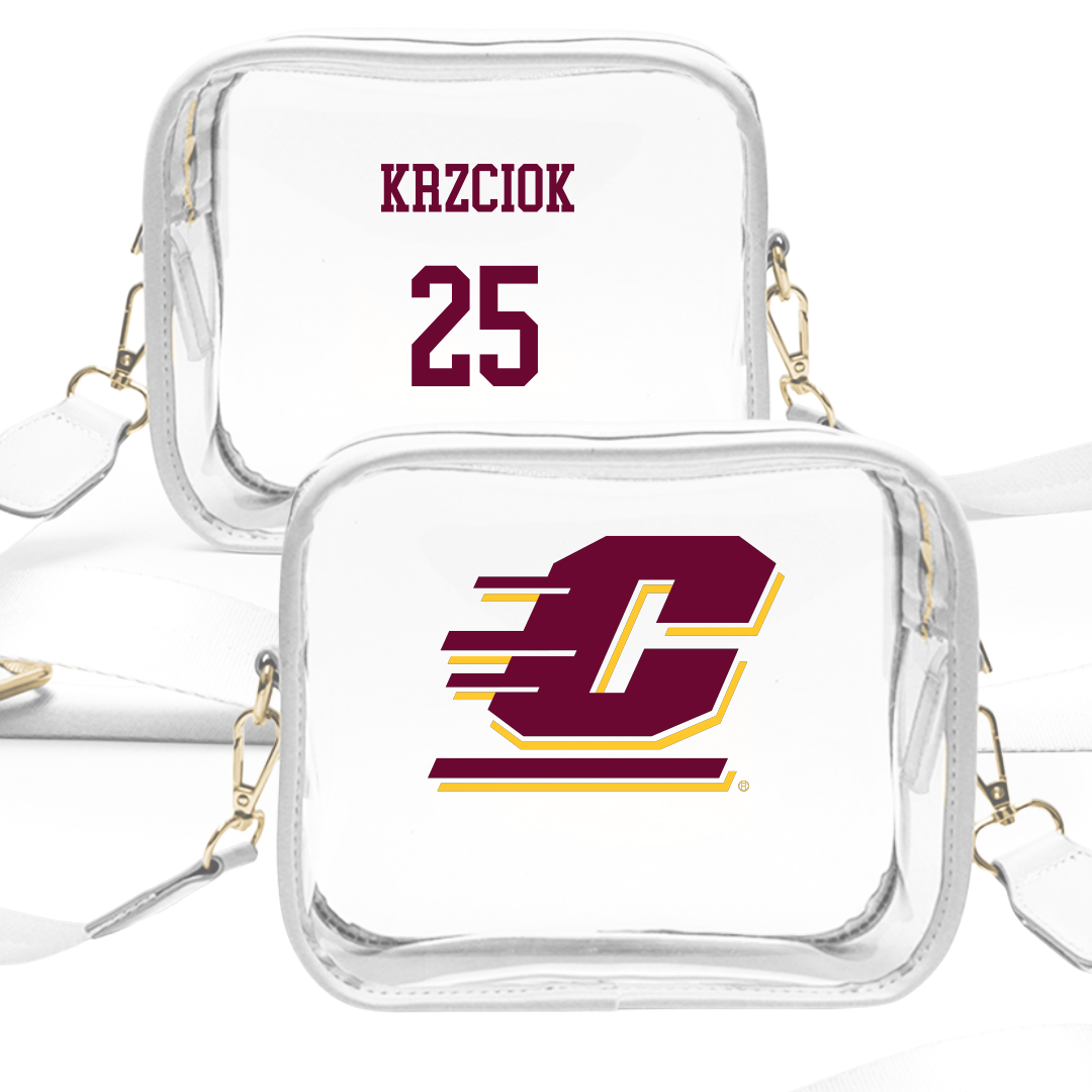 Central Michigan University Baseball White Clear Stadium Bag - #25 Brady Krzciok