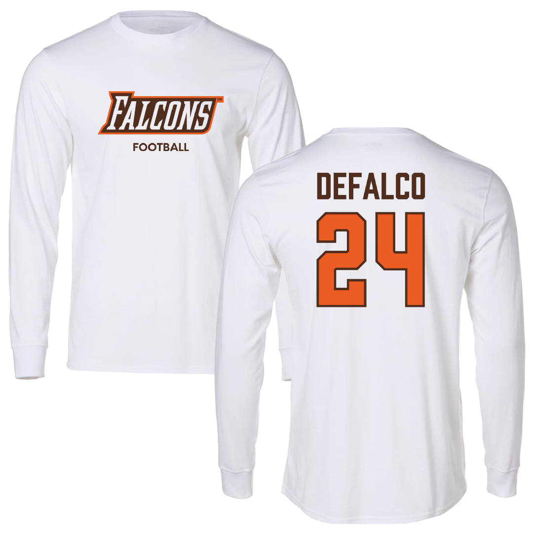Bowling Green State University Football White Performance Long Sleeve - #24 Bryce DeFalco