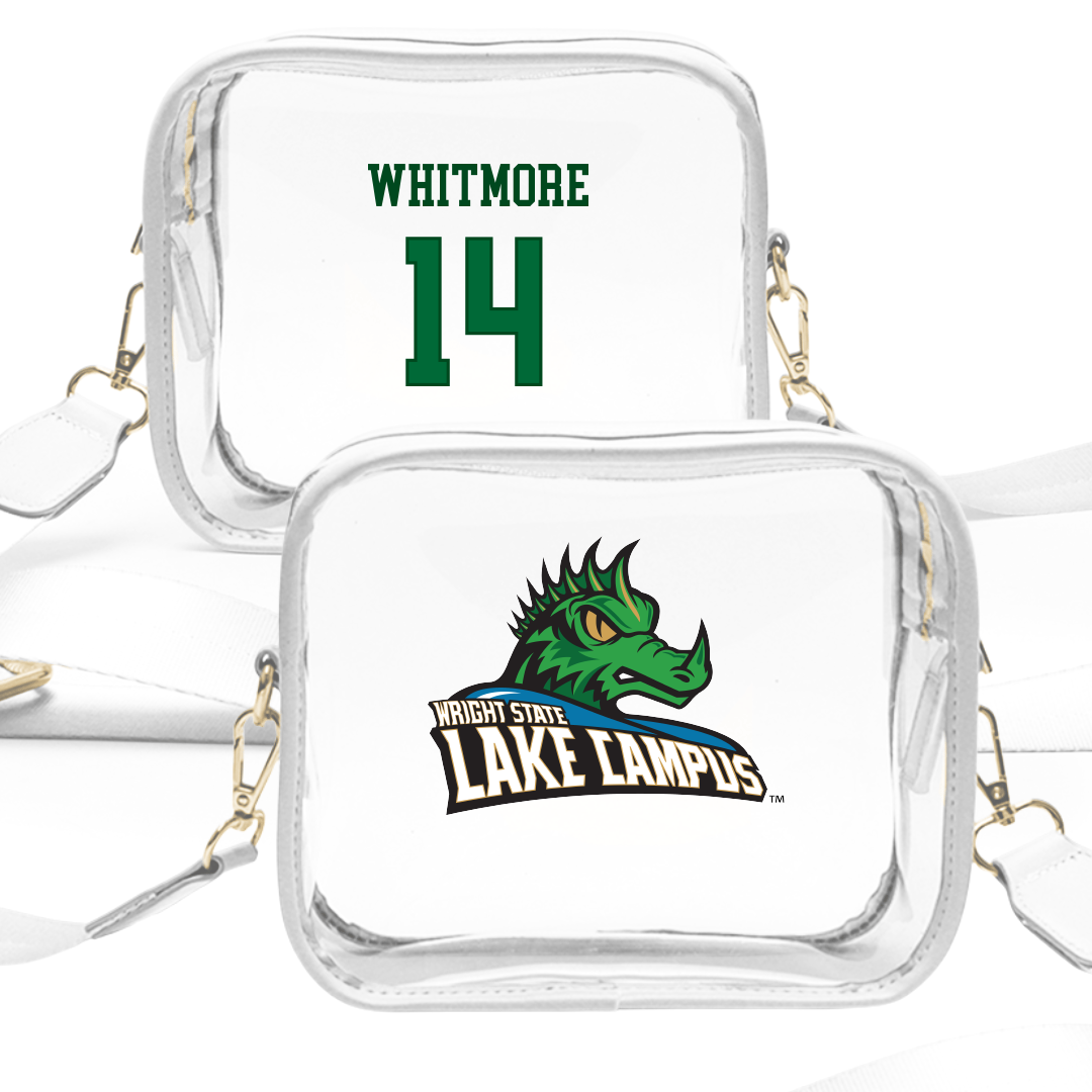 Wright State University Lake Campus Basketball (M) White Clear Stadium Bag - #14 Marcus Whitmore