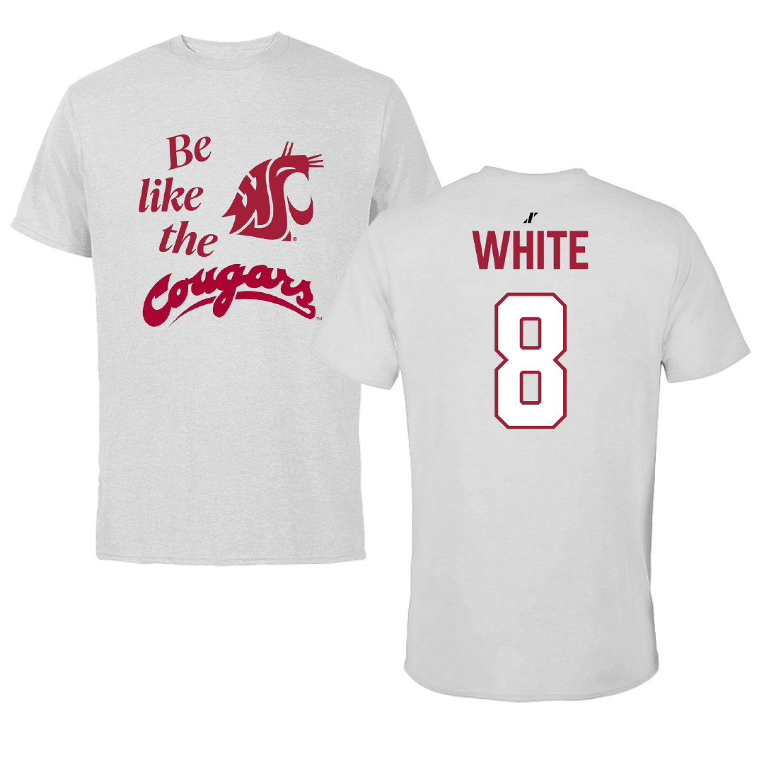 Washington State University Volleyball (W) Light Gray Be Like Us Tee - #8 Naomi White