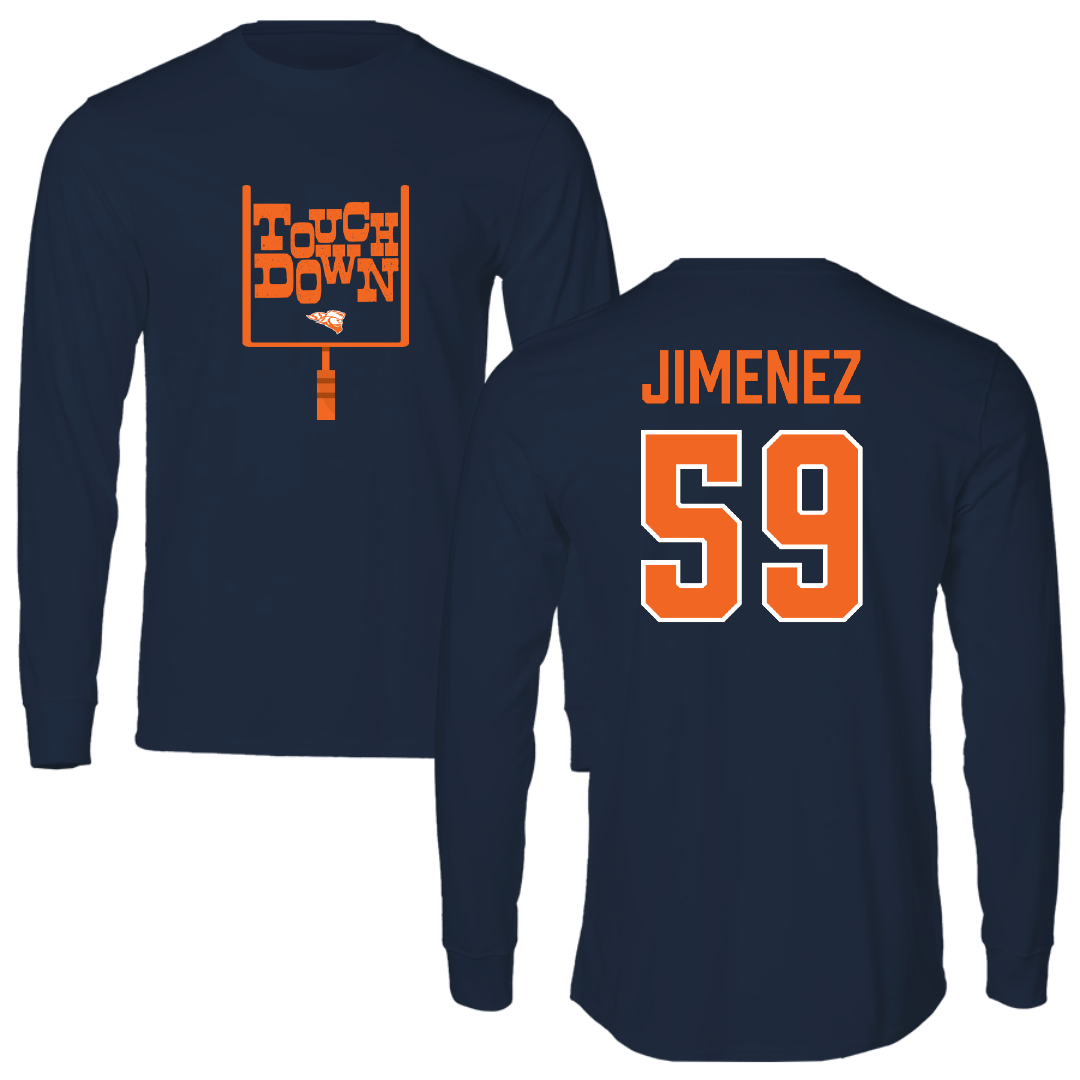 Carroll University Football Navy Touchdown Performance Long Sleeve - #59 Ayden Jimenez