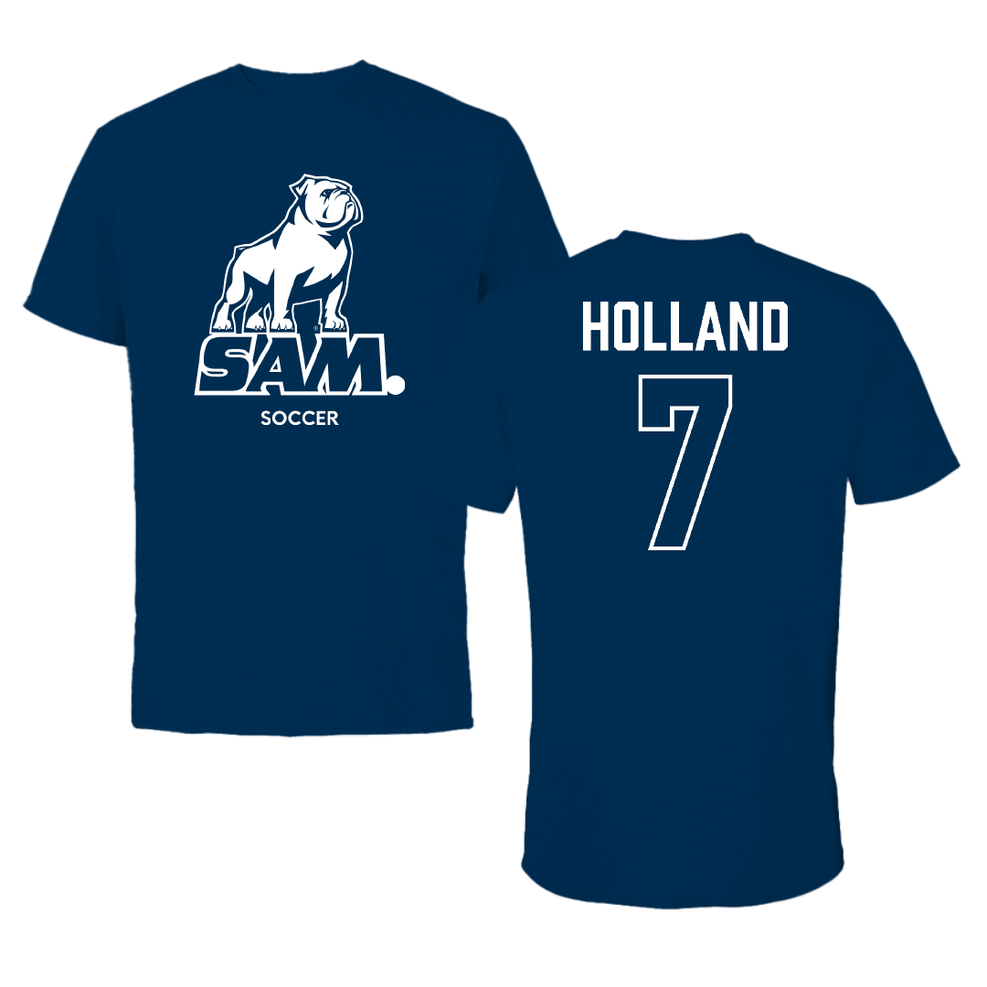Samford University Soccer (W) Navy Performance Tee - #7 Sarah Holland