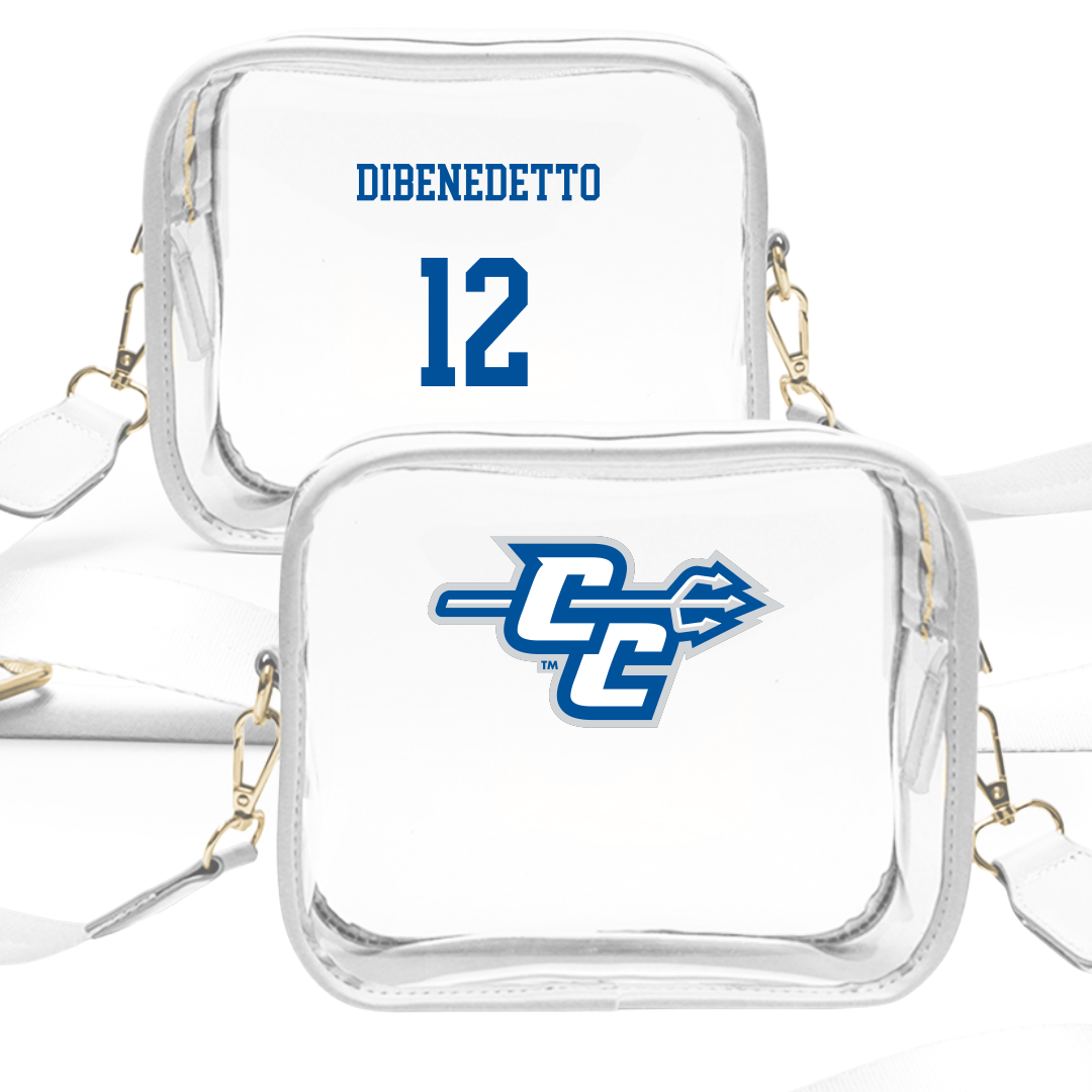 Central Connecticut State University Baseball White Clear Stadium Bag - #12 CJ DiBenedetto