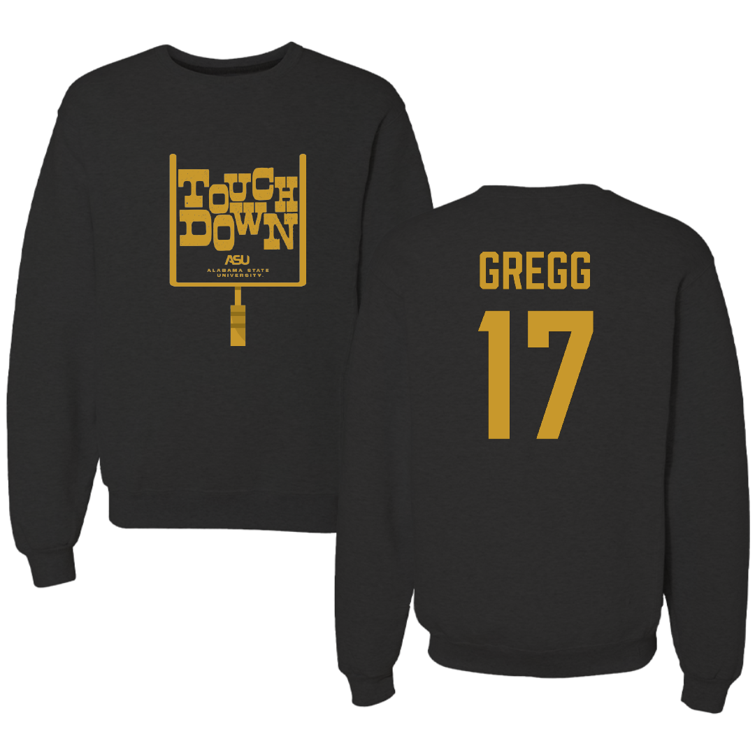 Alabama State University Football Black Touchdown Crewneck - #17 Asa Gregg