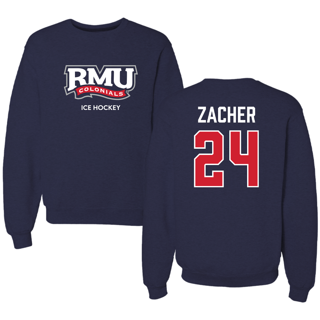 Robert Morris University Ice Hockey (M) Navy RMU Crewneck - #24 Walter Zacher