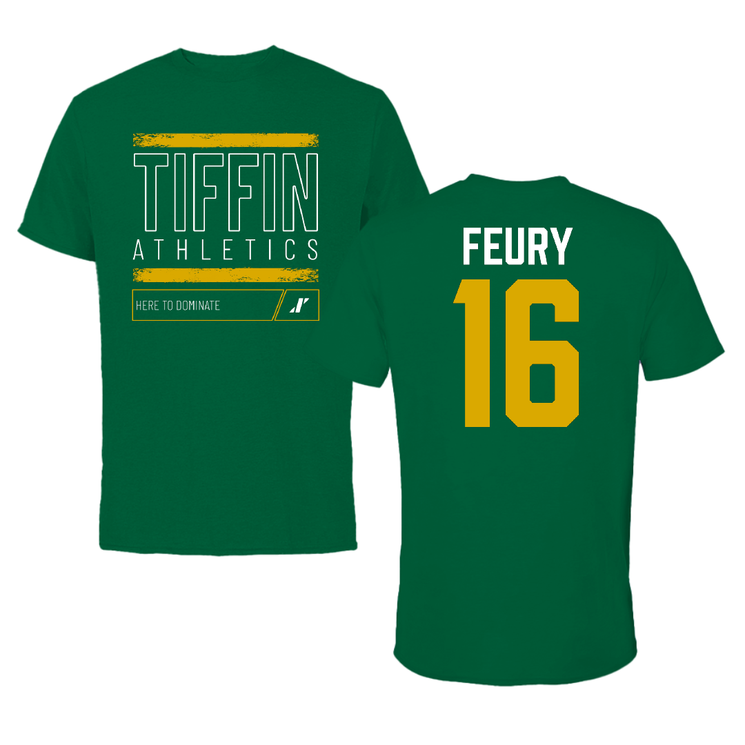 Tiffin University Soccer Green Dominate Performance Tee - #16 Amanda Feury