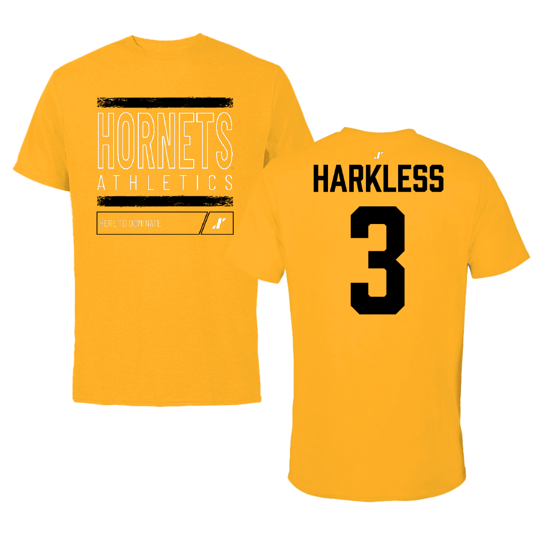 Alabama State University Football Gold Dominate Tee - #3 Luke Harkless