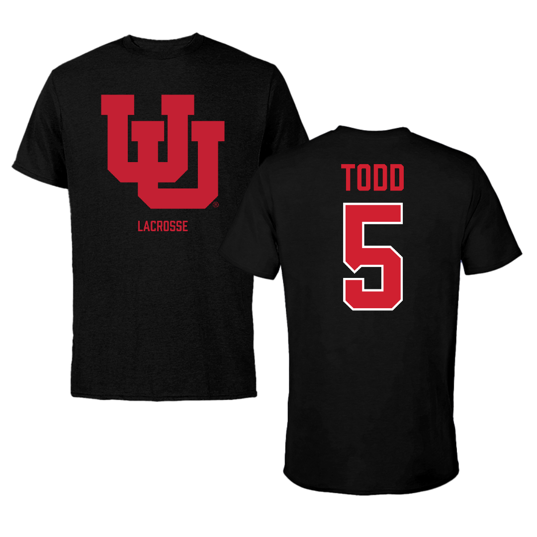University of Utah Lacrosse (M) Black Tee - #5 Koa Todd