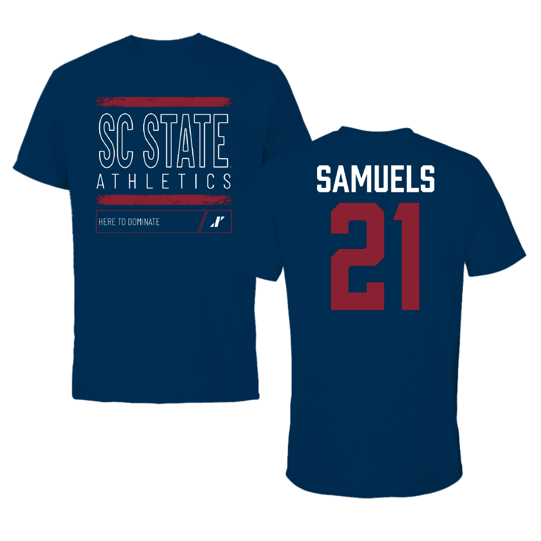 South Carolina State University Football Navy Dominate Tee - #21 Marcus Samuels