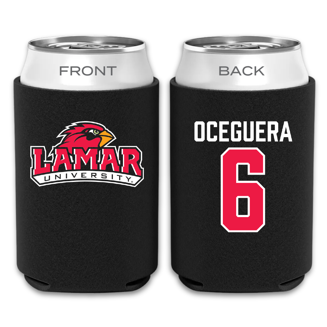 Lamar University Baseball Black Can Cooler - #6 Ethan Oceguera