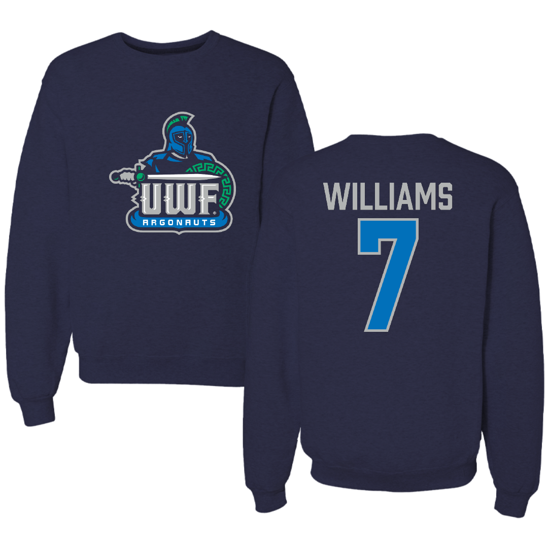 University of West Florida Football Navy Mascot Crewneck - #7 Justice Williams