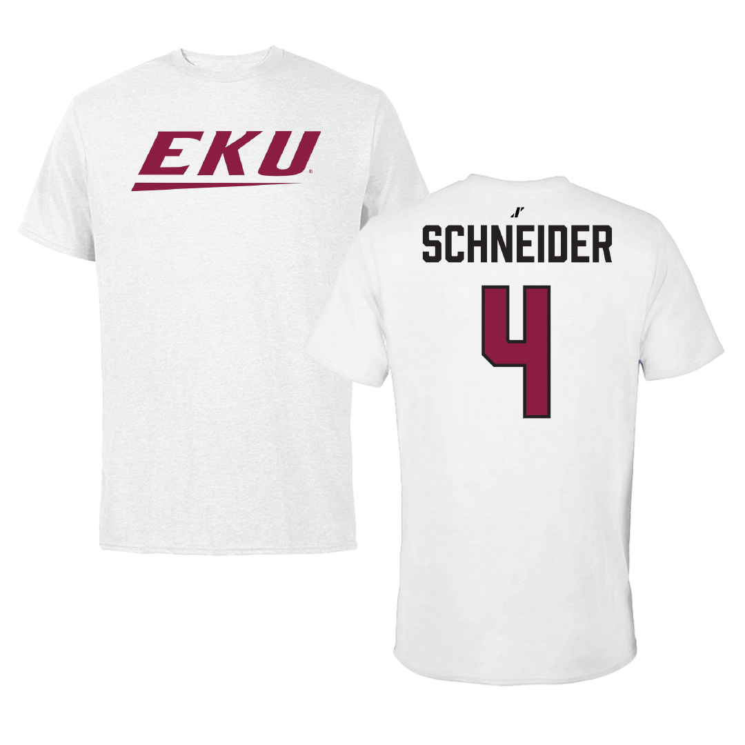 Eastern Kentucky University Baseball White Performance Tee - #4 Cade Schneider