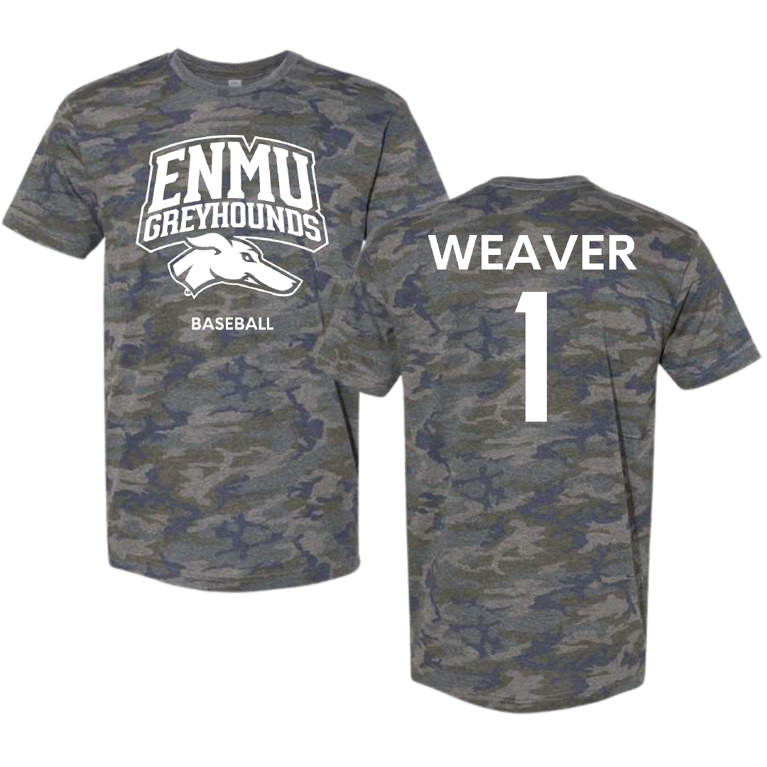 Eastern New Mexico University Baseball Vintage Camo Tee - #1 Ryan Weaver