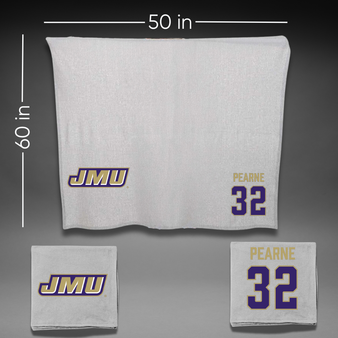 James Madison University Baseball Gray Blanket - #32 Sam Pearne