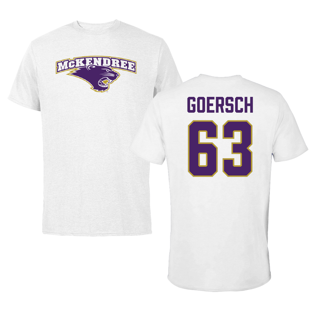 McKendree University Football White Tee - #63 Konnor Goersch