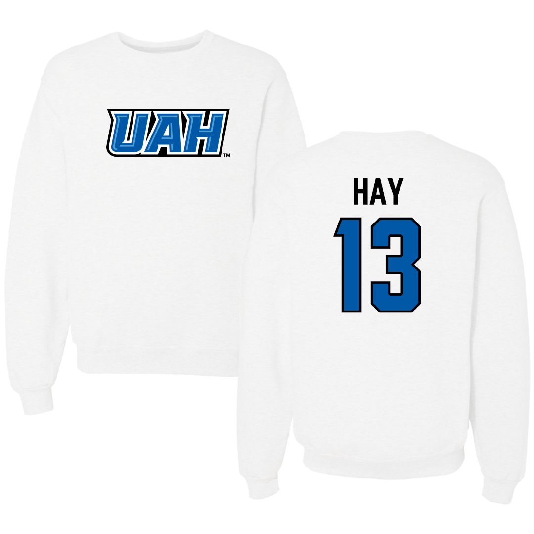 Huntsville Baseball White Crewneck - #13 Jaxon Hay