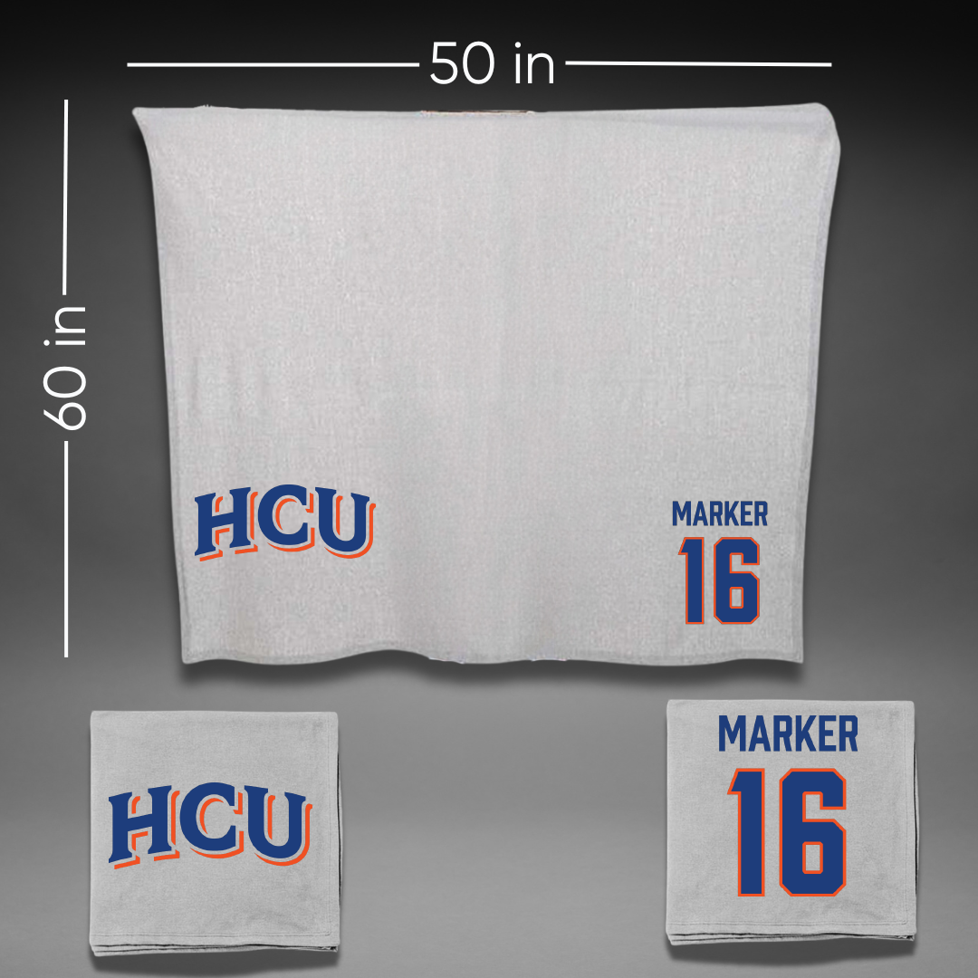 Houston Christian University Soccer Gray Blanket - #16 Jessica Marker