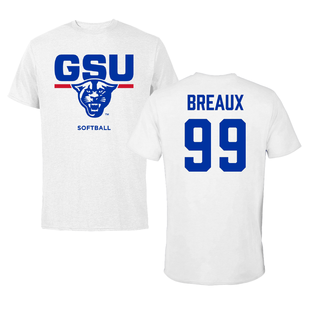 Georgia State University Softball White Performance Tee - #99 Samantha Breaux
