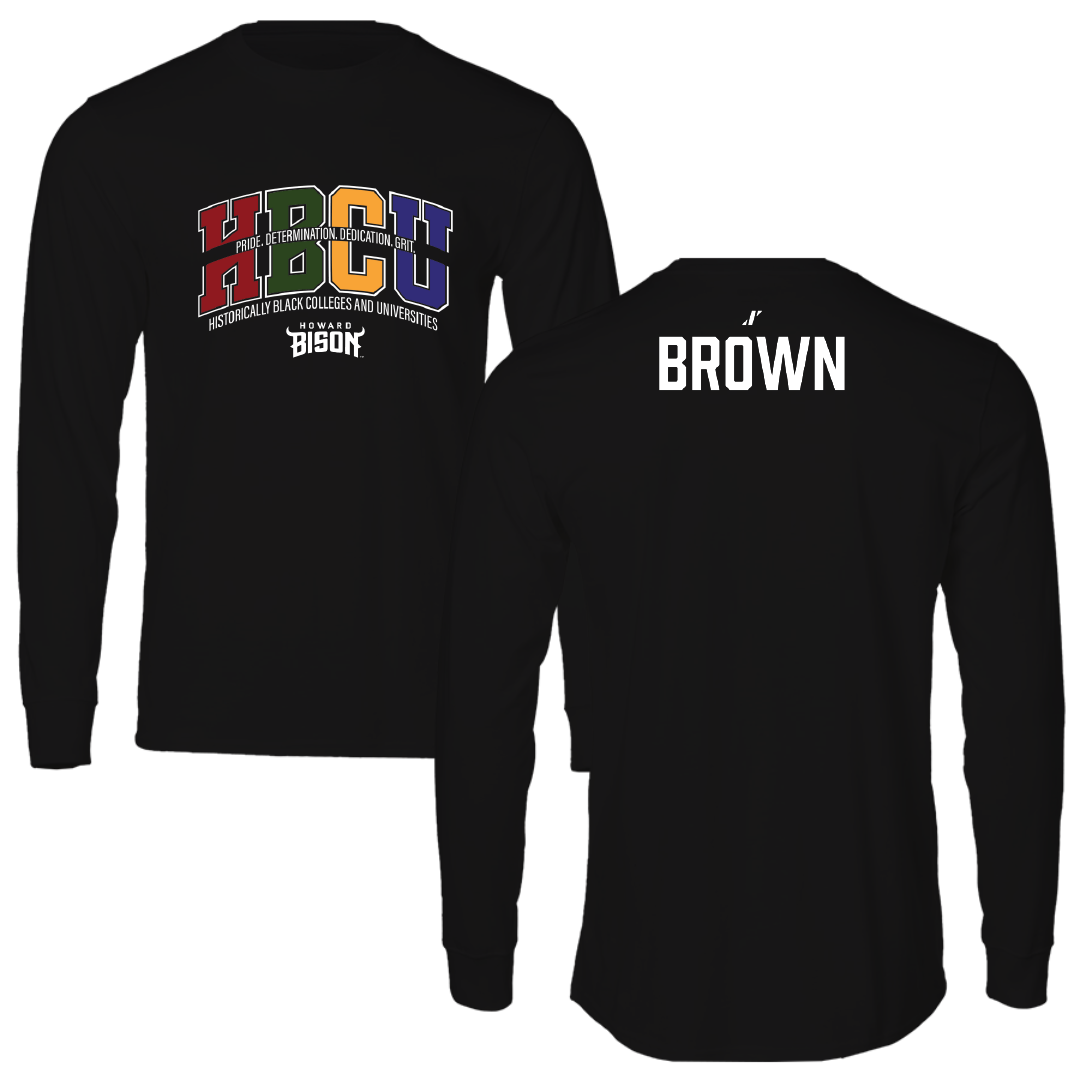 Howard University Swimming & Diving Black HBCU Long Sleeve - Mark Brown