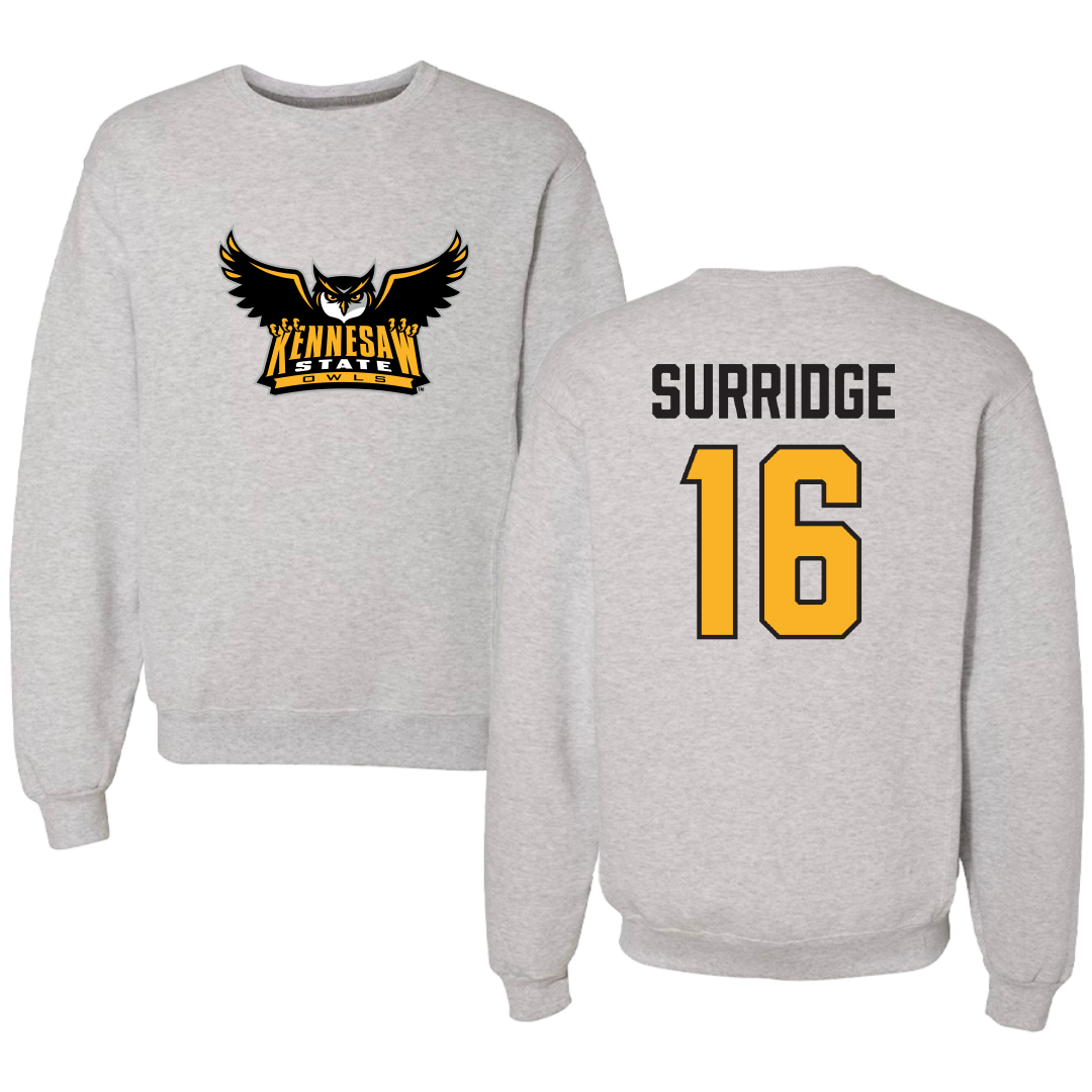 Kennesaw State University Lacrosse Light Gray Crewneck - #16 Roxy Surridge