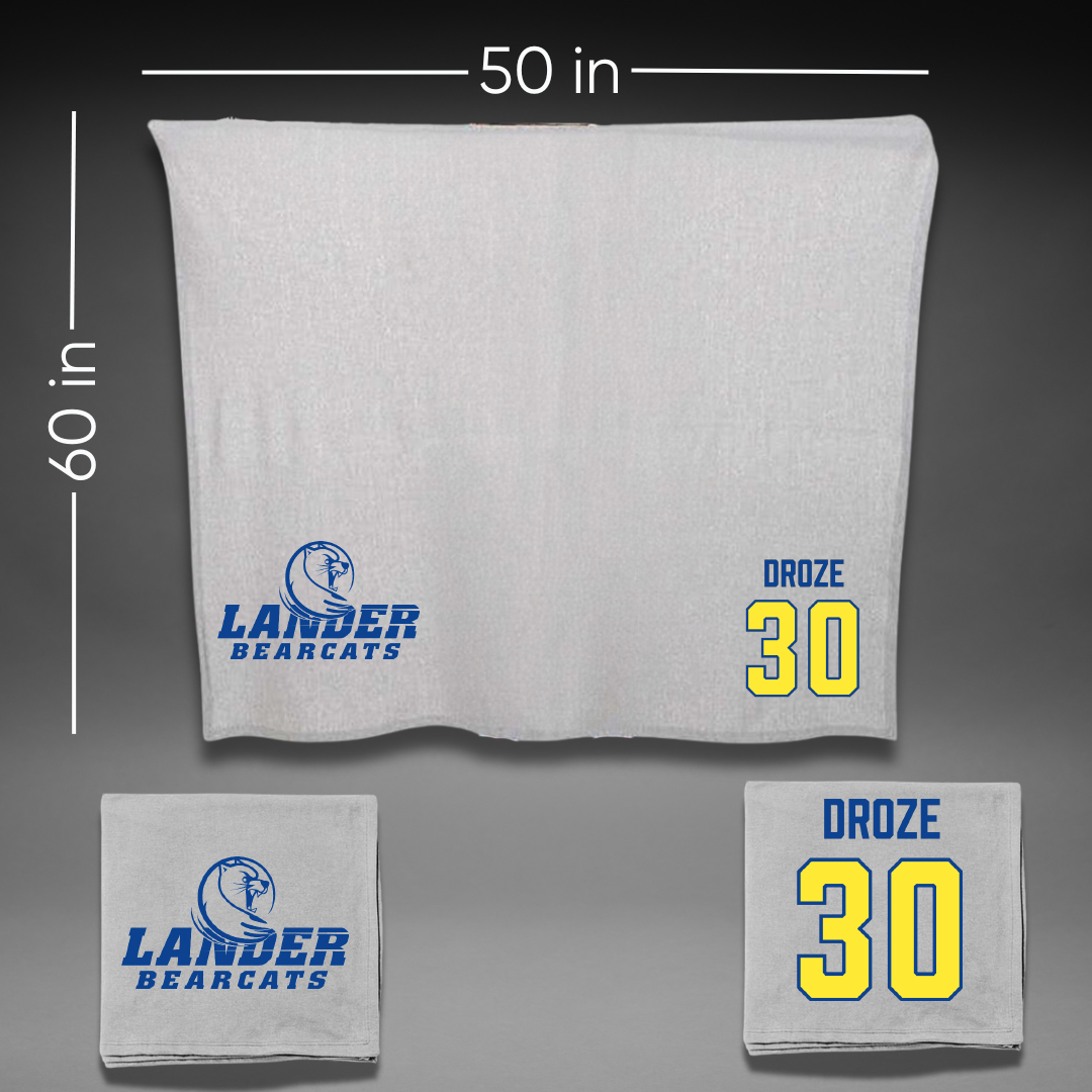 Lander University Baseball Gray Blanket - #30 Connor Droze