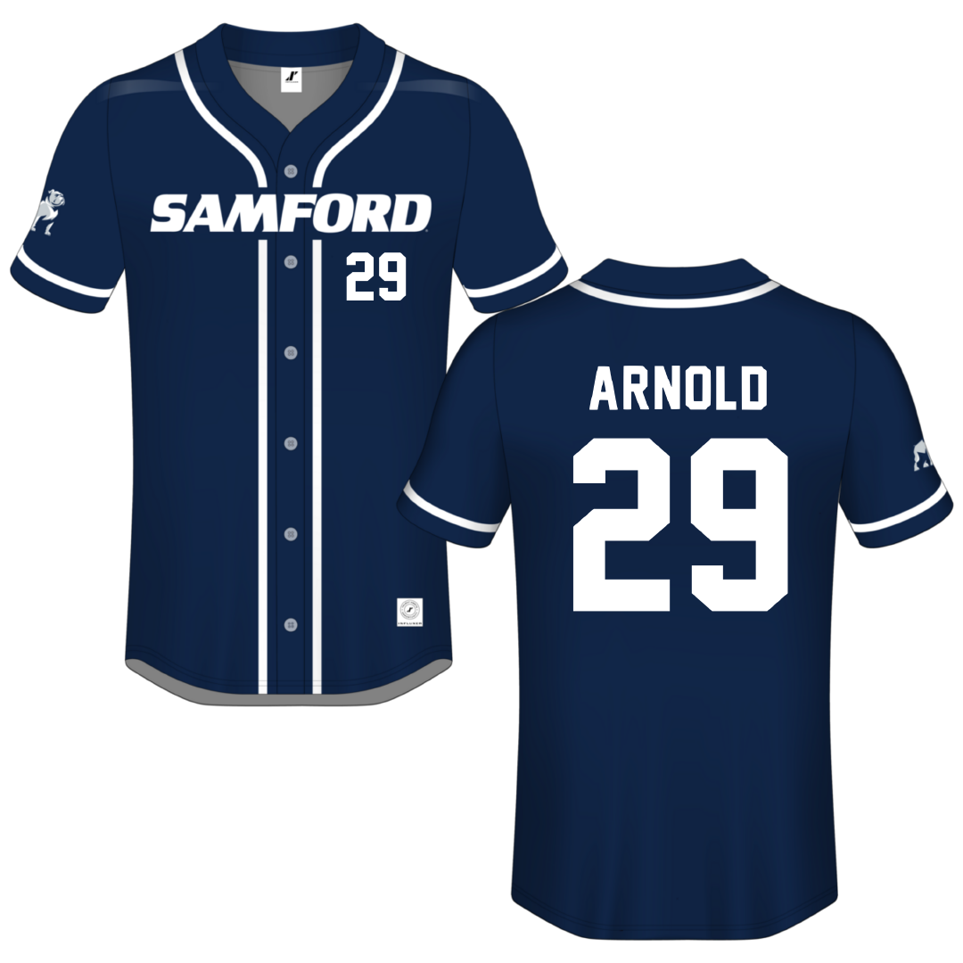 Samford University Blue Button-Down Jersey - #29 Andrew Arnold