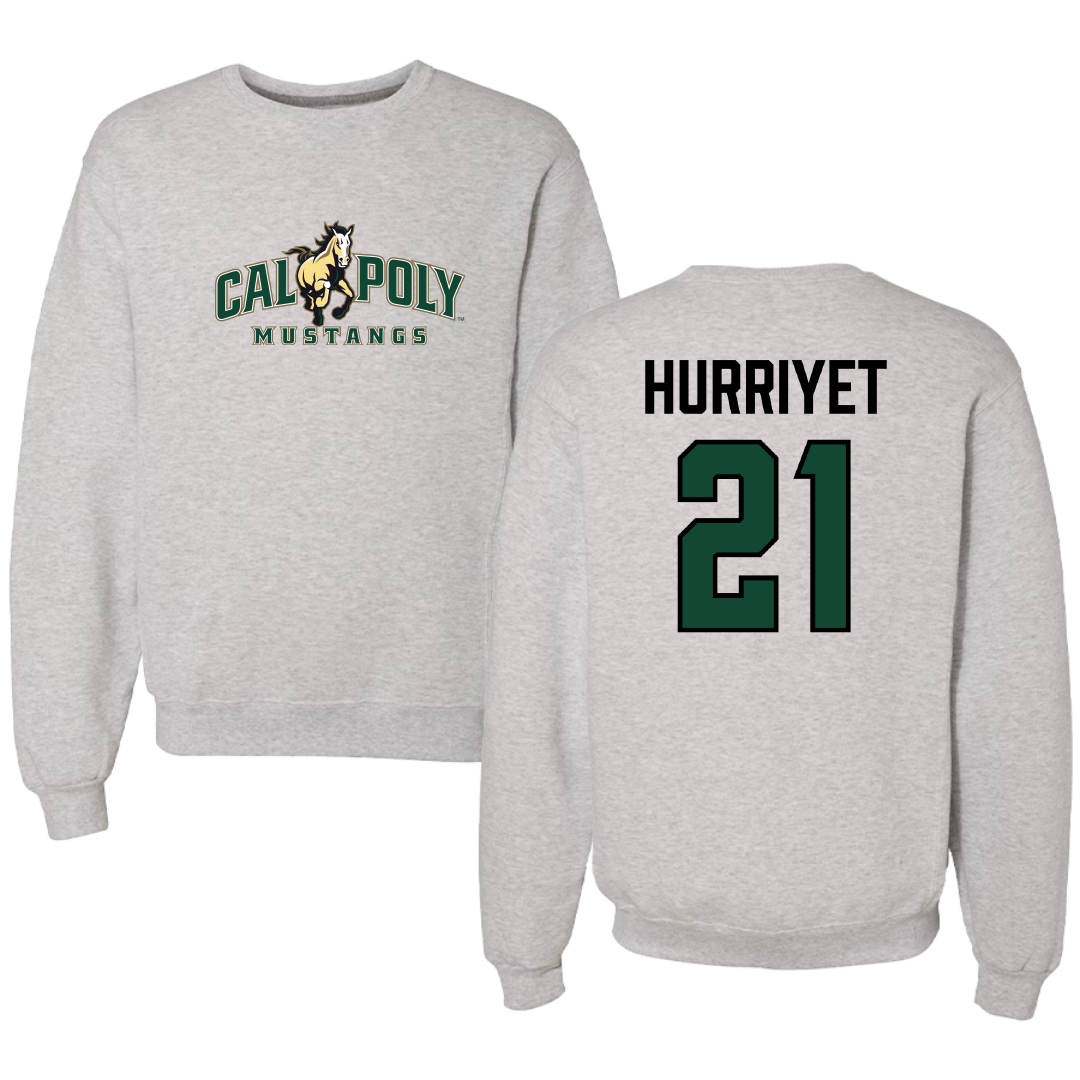 Cal Poly Volleyball (W) Gray Crewneck - #21 Elif Hurriyet